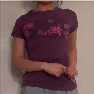 purple beachy turtle patterned top